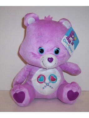Licensed CARE BEARS SHARE BEAR Purple 11" Super Soft PLUSH DOLL Toy Pillow NEW!!